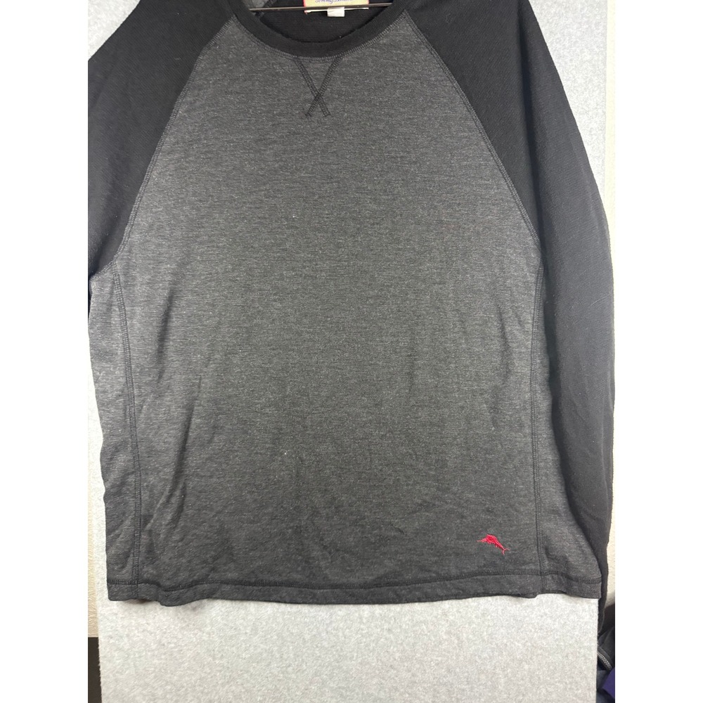 Tommy Bahama Mens Long Sleeve Raglan Tee Charcoal Black Marlin Logo XL